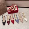 Sandalias de verano de marca, zapatos puntiagudos de tacón alto para mujer, hebilla de metal en V, cuero negro mate, 6 cm, 8 cm, 10 cm, zapatos de boda de aguja 34-43