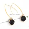 ダングルシャンデリアファッション樹脂石のイヤリングdruzy drusy for women for gold blecatingラウンドサークルシェイプ耳ベストジュエリーギフトドロップdedhqnf