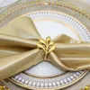 Feuille d'or ronds de serviette automne porte-serviettes pour noël Thanksgiving mariage Table à manger décoration 2023 HWL02