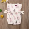 Rompers 024m Summer Odzież Baby Girl Deer Flowon Botton Soft Romper Girl