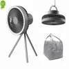 Ny 10000mAh USB Tripod Camping Fan med Power Bank Light Rechargeble Desktop Portable Circulator Wireless Tak Electric Fan