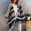 Scarves 2023 Fashion Winter Warm Striped Ponchos And Capes For Women Oversized Shawls Wraps Cashmere Pashmina Female Bufanda Mujer