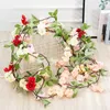 Fiori decorativi 1.85M Ghirlanda di fiori di ciliegio artificiale Fiore di seta finto Rattan Appeso Vite Sakura Edera Festa Matrimonio Arco natalizio Casa