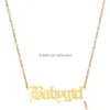 Colares pendentes letra de colar de aço inoxidável alfabeto para mulheres garotas Gold Gold Babygirl ângulo pinça de pinça entrega jóia dhckw