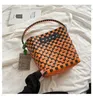 Shopping Bags Luxury design vegetable basket woven MR shopping bag charity show color matching portable beach bag holiday women bag beach bag T230526