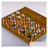 Charm 12 Pares / Set Colorf Crystal Zircon Pendientes Para Mujer Joyería Rhinestone Piercing Pendiente Precio de fábrica Drop Delivery Dhgaj