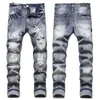 Calça calça jeans de grife masculina homens homens rasgos esticam jeans pretos moda masculina magro de moto -moto de luxo de jeans masculino