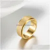 Band Rings 8Mm Sandblast For Men Women Stainless Steel Black Blue Gold Engagement Promise Ring Fashion Jewelry Accessories B Dhayd