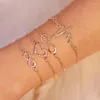 Bangle 4pcs/Set Simple Infinity Love cyrkon Ekg Wzór łańcucha Bransoletka dla kobiet w modnej biżuterii akcesoria prezentowe