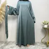 Vestuário étnico vestido feminino cetim simples europeu americana longa mulher temperamento de termo de cedimento solto pulôver de tamanho grande
