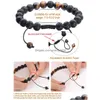 Perlé Réglable Pierre De Lave Volcanique Bracelet Strand Yoga Huile Essentielle Diffuseur Perle Bracelets Tressés Bracelet Guérison Nce Pour Hommes Dhfco