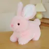 15cm Real Life Fluffy Black Wihte Pink Rabbit Plush Toy Lifelike Bunny Doll Soft Stuffed Animal Pendant Key Chain Birthday Gift for Children Kids