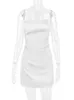 Backless Flower Halter Satin Mini Dress Women Club Night Outfits White Ladies feest Korte sexy jurk