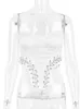 NOWOŚĆ 2023 GRUBY SATYN SATYNEK CORSET TOPS Fashion Girls Streetwear Busiter luksusowy łańcuch diamentów biały topy Y2K