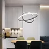 Hanglampen moderne eenvoudige led woonkamer lamp gouden luxe ringbar creatieve studie slaapkamer lichten Noordse restaurant kroonluchter