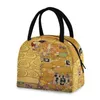 Dinnerware Define Gold Color Gustav Klimt Pintura a óleo Bag Poliéster Polyster impermeável