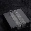 Moda P Kolczyki Projektant Srebrny łańcuch Tassel Jewelry Black Triangle Długi projektant kolczyki