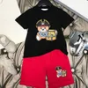 キッズ服セットベアプリント男の子Tシャツショーツ女子子供レタープリントTシャツパンツズボン幼児夏の半袖Tシャツトップス緩んでいる＃＃