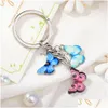 Key Rings Colorf Enamel Butterfly Keychain Chain Ring Holder Charm Insects Car Women Bag Accessories Jewelry Drop Delivery Dhrhu