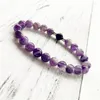 Strand Purple Quartz en Black Onyx armband Pols Mala kralen Bescherming Master Healer Fashion Yoga Keep Balance