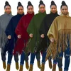 Outerwear Plus Size Women Clothing Fall Fashion High Neck Solid Color Long Sleeve Tassel Loose Ladies Tops 2023 L-5XL Oversized