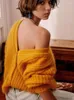 Women's Knits 2023 Early Spring Women V-Neck Sweater Cardigan Ladies Single Breasted Lantern Sleeve Loose Knitwear Outwear Tops