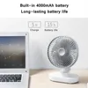 Nieuwe elektrische USB Auto Rotation Desktopventilator 4000 mAh Oplaadbare luchtkoeling Conditioner 4 Speed ​​Wind Silent Portable for Home Office