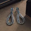 Boucles d'oreilles 2023 produits de luxe bleu couleur pour les femmes anniversaire cadeau bijoux en gros E7661