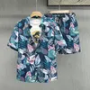 Tracksuits voor heren strandkleding Men 2 -delige set Hawaiiaanse shirts shorts voor zomerse casual kleding 2023 merk bloemen gedrukt