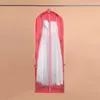 10st 155x55cm röd färgplaggväska för bröllopsklänning/bröllopsklänning som inte är vävt fällbart dammskydd/förvaringsbagage