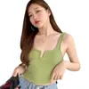 Женские танки Camis Daxin Summer Corean Style Simple Retro Sold Sexy Sexy Small V-образный дизайн без рукавов Ультра-тонкий майку P230526