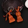 Porte-clés 1PC bois naturel acajou tridimensionnel Guanyin baril porte-clés bouddha porte-clés bijoux cadeau pour hommes et femmes