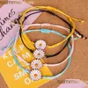 Charm Bracelets Arrival Wax Thread Woven Chrysanthemum Flower Shape For Women Colorf Simple Holiday Summer Jewelry Drop Delivery Dhrsi