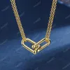 hot horseshoe buckle double U shape necklace double ring designer clavicle chain choker necklace