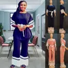 Etnische kleding 2 stuks zetten Afrikaanse jurken in voor vrouwelijke tops en flare broek sets Dashiki tracksuit broek Moslim Abaya Kaftan -pakken