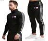 Casual Assemblies 2023 Autumn Bmw m Splice Jogger Hoodies with Zipper Pants 2 Pcs Sports Clothing Sets8989221