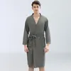 Men's Sleepwear Summer Nightgowns For Women Solid Color Lace-up Lightweight Bath Robe Full Length V-Neck Casual Couple Night