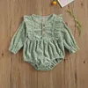 Rompers schattige babykleding lente herfst mode baby peuter meisjes kleding corduroy bloemen afdrukken lange mouw romper jumpsuit 230525