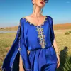 Vêtements ethniques arabe dubaï musulman femmes robe industrie lourde coloré strass hors épaule vacances vent magnifique jupe longue