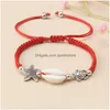 Bedelarmbanden boho shell armband handgemaakt zomer strand verstelbare zeester turtle rood touw vlecht drop levering sieraden dhfgj