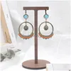 Charm Vintage Ethnic Round Beads Dangle Earrings Hanging For Women Female Big Hoop Earring Anniversary Party Wedding Jewelry Gifts D Dhvlp