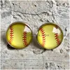 Boucles d'oreilles en verre Stud Creative Baseball Football Basketball Ball Mode Bijoux Accessoires Drop Delivery Dhqad