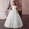 Robes de fille filles filles dentelle fleur longue robe enfants princesse fête de mariage enfants vêtements de noël vêtements robes pour Thanksgiving