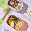 Dinnerware Sets Portable Stainless Steel Lunch Box Leakproof Kawaii Cartoon Bento Microwave Container For Kids Children Picnic School