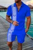 Tute da uomo Primavera ed estate Abito da uomo Poliestere Jacquard Craft Moda casual Polo blu Cerniera Set due pezzi