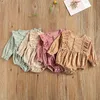 Rompers schattige babykleding lente herfst mode baby peuter meisjes kleding corduroy bloemen afdrukken lange mouw romper jumpsuit 230525