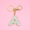 Keychains Cute Gold Green Gradient Colorful Resin Letter A-z Women's Handbag Backpack Pendant Fashion Car Jewelry Keychain G230525