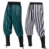 Pantalon homme adulte homme médiéval Pirate Clown fines rayures Costume Leggings amples Viking jambe pansement pantalon