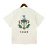 Designer modekläder T-shirts T-shirt American Rhude Fashion Letter Coconut Tree Print Casual Mångsidig lös rundhalsad kortärmad t-shirt Unisex Cotton Streetw