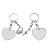 Sublimer blanc Couple porte-clés impression par transfert de chaleur coeur rond porte-clés pendentif bricolage cadeau porte-clés en gros